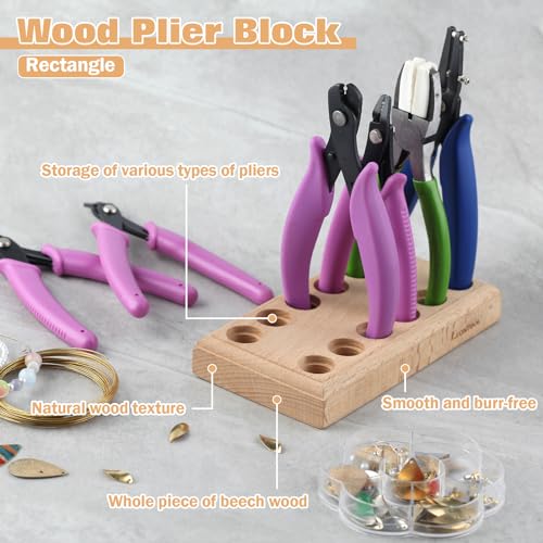 Wooden Plier Organizer Pliers Storage Rack with 12 Holes Plier Rack jewelry Tool Organizer Hardwood Pliers Holder 6 Plier Block Jewelry Making Tool - style: Rectangle