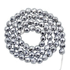 AD Beads Natural Faceted & Smooth Metallic Hematite Round Gemstone Loose Beads 16" 2mm 3mm 4mm 6mm 8mm 10mm (6mm, Metallic Silver (Faceted)) - color: Metallic Silver (Faceted), size: 6mm