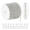 KYUNHOO 16.4 Feet Stainless Steel Chain Bulk Dainty Embossed Oval Cable Link Chain Roll Silver Jewelry Making Chains for Women Men DIY with Jump Rings Lobster Clasps - color: Silver Lip