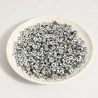 1200pcs 4×7mm Alphabet Beads Silver Round Acrylic Black Letter Beads, for Bracelets and Jewelry Making - color: style 12, size: 4×7mm(Round)
