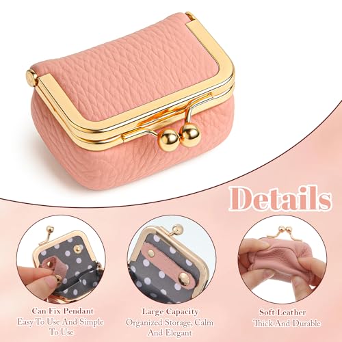 Mini Portable Jewelry Box, Leather Mini Travel Jewelry Case with Kiss Lock Small Rings Organizer Box for Women Rings Earrings Necklace Bracelets Storage