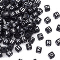 FASHEWELRY 500Pcs Cube Acrylic Letter Beads 5x5x5mm Black Square A-Z Alphabet Beads for DIY Bracelet Necklace Jewelry Making - color: Mixed