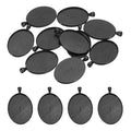 PATIKIL Pendant Trays for Jewelry Making, Blank Pendants Zinc Alloy Oval Bezel Settings Flat Base for Necklace Bracelet Charm - color: Black Tone