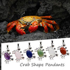 6 Pieces Crab Pendants Crystal Natural Stone Alloy Crab Charm for Jewelry Making Necklace - color: 6pcs Crab Pendants