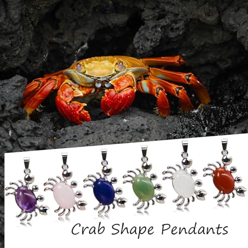 6 Pieces Crab Pendants Crystal Natural Stone Alloy Crab Charm for Jewelry Making Necklace - color: 6pcs Crab Pendants