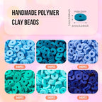 Elecrelive Mix Blue Clay Beads for Bracelets Making, 6mm Flat Round Heishi Spacer Beads Loose Polymer Clay Chips 5640pcs for Chocker Necklace Earring DIY Crafts - color: Deep Sky Blue