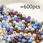 8mm Acrylic Beads 600pcs Cross Bead Multicolor Spacer Bubble Beads Plastic Crafts Bead for DIY Necklaces Bracelets Earrings Jewelry Making (Cross) - color: black&brown