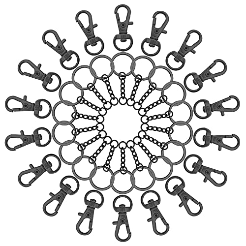 150Pcs Swivel Snap Hook Set,Gun Black Swivel Clasps Lanyard Snap Keychain Hooks Lobster Clasp Split Key Rings with Chain and Jump Rings Bulk for Keychain Lanyard,Charm,Jewelry,DIY Crafts Supplies - color: Gun Black