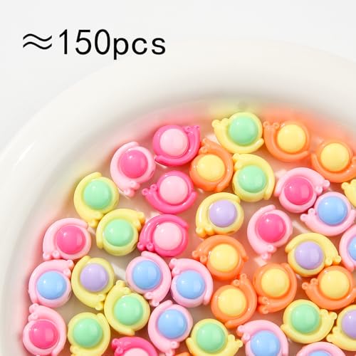 150pcs Acrylic Beads Colorful Animal Beads Rainbow Snail Beads for Jewelry Making Handmade DIY Bracelet, Charms Keychain Craft Supplies (Rainbow Snail) - color: rainbow snail