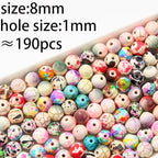 8mm Turquoise Beads 190pcs Natural Stone Bead Gemstone Round Loose Beads for DIY Crafts Bracelet Necklace Earrings Jewelry Making (Mix Color) - color: mix color