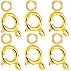 Spring Clasps Sterling Silver with Open Jump Rings Gold Necklace Clasps and Closures for Jewelry Making,Made in Italy - color: 6gold, size: 0.24inch