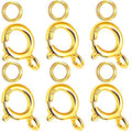 Spring Clasps Sterling Silver with Open Jump Rings Gold Necklace Clasps and Closures for Jewelry Making,Made in Italy - color: 6gold, size: 0.24inch