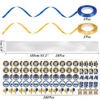 80UncleKimby 28PCS Blue and Gold Graduation Decorations 2026 Candy Leis Making Kit - Hawaiian Congrats Grad Ribbon Necklaces Party Supplies(Assembly Needed, Candy not Included)