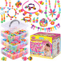 Funtopia Pop Beads, 700+ Pcs Arts and Crafts for Kids 4-6, Snap Beads DIY Bracelet Necklace Ring Anklet Set, Birthday Party Creativity Toys for Girls Toddlers Ages 3 4 5 6 (X-Large) - size: Large