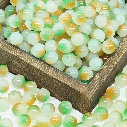 100 Pack 8mm Glass Beads for Jewelry Making, Graduated Color Mix, Bulk DIY Craft Supplies - color: Color3