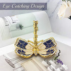 Matashi Gold Plated Butterfly Jewelry Organizer with Blue Enamel & Crystals – Elegant Ring Holder – Ideal Gift for Her on Mother’s Day, Valentine’s Day, Christmas - color: Blue