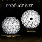 40 Pcs 20 mm Rhinestone Beads Bulk Crystal Round Disco Ball Chunky Bubblegum Beads for Pens Bracelets Charms Craft European Style Jewelry Making Supplies Christmas(White and Silver) - color: White and Silver