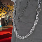 Layered Punk Pants Chain for Men Women, Gothic Hip Hop Jean Chain Wallet Chain Biker Trouser Chain, Goth Emo Fashion Keychain Accessories - color: 1L-Silver Twisted