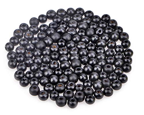 AD Beads Wood Spacer Loose Wooden Craft Beads Big Hole Beads Assorted for Necklace Bracelet Craft Making Decoration (8x10mm 200pcs, Black) - color: Black, size: 8x10mm 200pcs