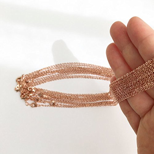 10 Pieces - 17.5inch 16K Rose Gold Plated Finished Cable Chain Necklace Bulk Discount Jewelry Supply - 10PCHN (Rose Gold) - color: Rose Gold