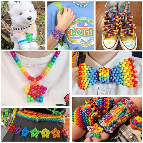 4800PCS Pony Beads Bulk, 24 Colors Kandi Beads 6x9mm Large Hole for Friendship Bracelets, Jewelry Making, Hair Braiding, DIY Art Craft Mothers Day Gifts - Shockproof Protective Gift Packaging