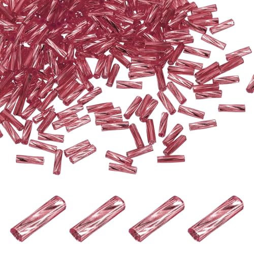 uxcell 1500Pcs Glass Bugle Seed Beads, 6x2mm Mini Long Tube Seed Beads Tube Loose Glass Seed Spacer Bead for DIY Earring Bracelets Necklace Jewelry Making Embroidery, Bright Red - color: Bright Red