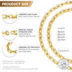 VNOX Paperclip Necklace for Men Women, 4.5/6.5/7mm Solid Diamond-Cut Chunky Stainless Steel Anchor Link Chain Mens Necklaces Jewelry Gifts, 18/20/22/24 Inchs - style: 7MM-Gold