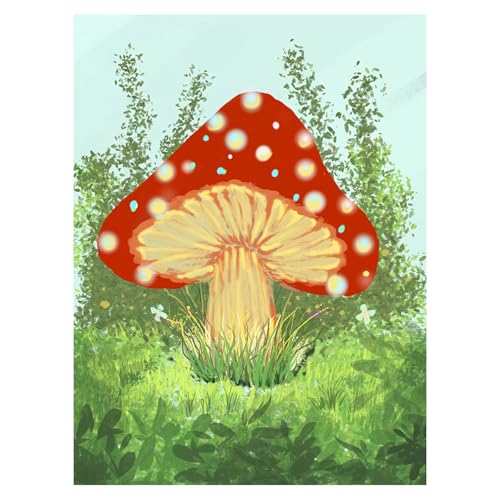 DOTZSO Mushroom Diamond Painting Kits for Adults, Easy DIY 5D Round Full Drill Diamond Art kit Diamond Dot Crystal Gem Art and Craft for Beginners Home Wall Decor 12x16 Inches - color: AM Mushroom