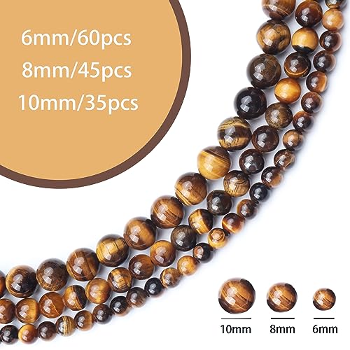 45pcs 8mm Natural Yellow Tiger Eye Gemstone Beads Energy Healing Crystal Round Loose Stone Beads for Jewelry Making, DIY Bracelets Necklaces - color: Yellow Tiger Eye, size: 8mm