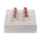 Oirlv linen 3 Slots Ring Earrings Display Trays Showcase Jewelry Organizer (creamy-white,square) - size: square