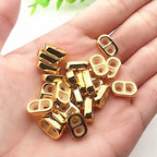 10Pcs Stopper Beads Brass Rubber Beads Slider Beads Insert Rubber Beads 2 Hole Adjustable Slider Clasps Round Beads with Column End Caps for DIY Leather Cord Bracelet, 3mm Hole