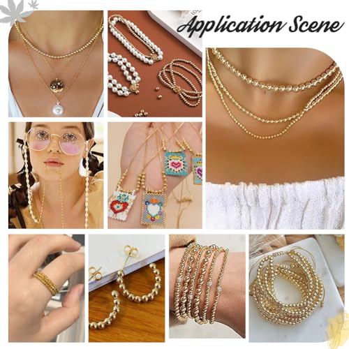 PH PandaHall 1830pcs 18K Gold Mini Seed Beads 2mm Seamless Smooth Long-Lasting Waist Metal Brass for Bikini Belly Chain Layered Bracelet Satellite Jewelry Making - size: 2mm