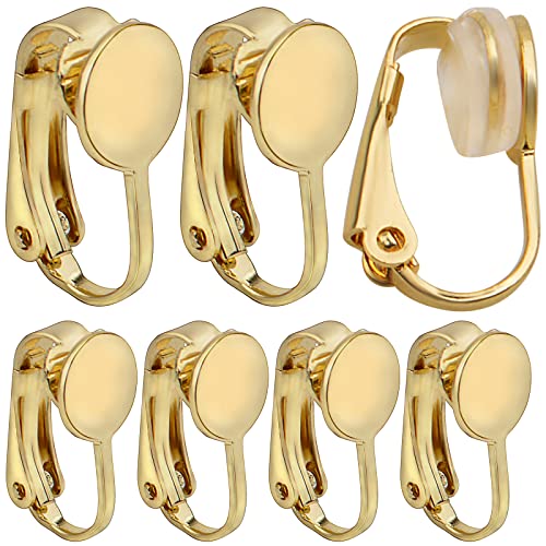 20pcs Golden Clip-on Earring Converters Brass Earring Clips Components Earring Findings with 20pcs Anti-Pain Cushions for Non-Pierced Ears Jewelry Making Decor - color: Gold