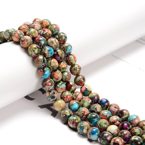 122Pcs(2 Strand/Set) 6mm Green Red Imperial Jasper Smooth Round Beads Natural Stone Beads AAA Grade Premium Round Gemstone Genuine Real Stone Loose for DIY Bracelet Jewelry String Making - color: Green Red Imperial Jasper, size: 6mm