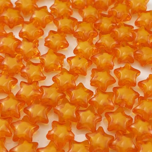 200pcs 11mm Acrylic Star Beads Spacer Beads for DIY Jewelry Making Bracelet Necklace Key Chains Handmade Craft(Orange) - color: Orange, size: 11mm