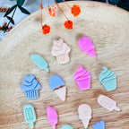 Xaekicr 7 PCS Cute Dessert Polymer Clay Cutters Set – Ice Cream, Cupcake, Cake Slice Clay Earring Cutters – DIY Polymer Clay Molds & Clay Tools for Jewelry Making - color: L color