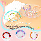 FZIIVQU 1400 Pcs Letter Beads Kit, 28 Styles White Acrylic Alphabet Beads Letter Beads for Jewelry Making wiht Number Beads Heart Beads Friendship Bracelet Kit - color: Colour Letter & White Base, size: 4*7mm