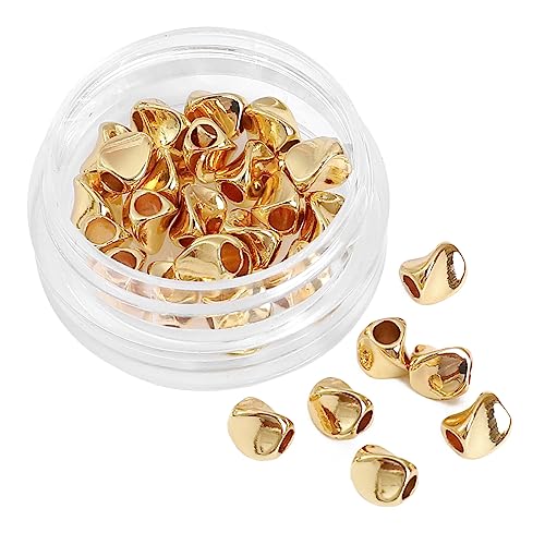 BEADIA 14K Gold Plated Twisted Spacer Beads 4x5mm 30pcs for Jewelry Making Findings Non Tarnish - color: 14K Gold, size: 4x5mm Twisted
