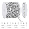 KYUNHOO 4.3 Yard Silver Craft Chains for Jewelry Making Hollow Circle Chain Links with Jewelry Connectors for Handcraft DIY Finding Supplies - color: Circle Steel