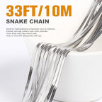 33 Feet Stainless Steel Snake Chains Roll, 2mm 304 Stainless Steel Flat Snake Chain Bulk Spool for Jewelry Making DIY Craft - color: 2.0mm Stainless Steel Flat Snake Chains
