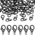 CooBigo 120pcs 16mm Lobster Clasps, Small Metal Alloy Lobster Claw Clasps for Necklace Bracelets Clip, Keychain Ring, Jewelry Making Accessories (Black) - color: 16mm Lobster Clasps Black