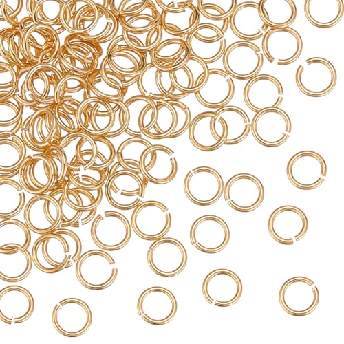 PH PandaHall 100pcs 24K Gold Jump Rings, 6mm Open Jump Rings Golden Brass Jewelry Connector Ring 18 Gauge Unsoldered O Ring for Earrings Bracelets Necklaces Chain Choker DIY Crafting - size: 6mm