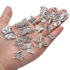 Jdesun 100g Craft Supplies Antique Silver Mixed Butterfly Charms Fly Insect Pendant Charms for DIY Necklace Bracelet Crafting,30-60pcs - style: Silver Butterfly Charms