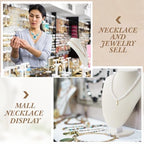 Huquary 6 Pcs Necklace Display Stand Necklace Holder Jewelry Bust Display Stands for Selling Home Store Trade Shows Photography Props Retail(Beige,Velvet) - color: Beige