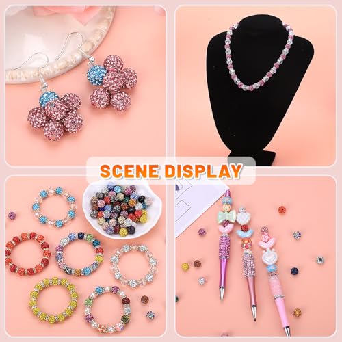 AIPRIDY Jewelry Making Beads Set, 300 PCS 10mm Rhinestone Clay Beads, 8mm Mixed Color Spacer Beads with Pearl and Floral Beads for DIY Jewelry Making (Pink + Purple + Rose + Champagne) - color: Pink + Purple + Rose + Champagne