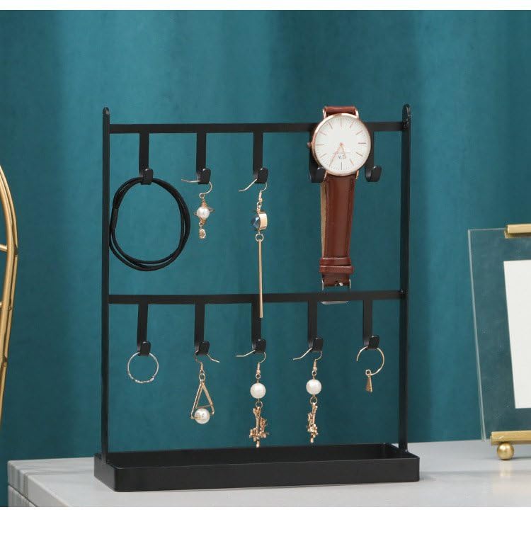 LXZ 1 PC Tabletop Hook Rack – Jewelry Stand Holder – Black Hangers for Necklaces Keys Brace laces Ear Rings - color: Black