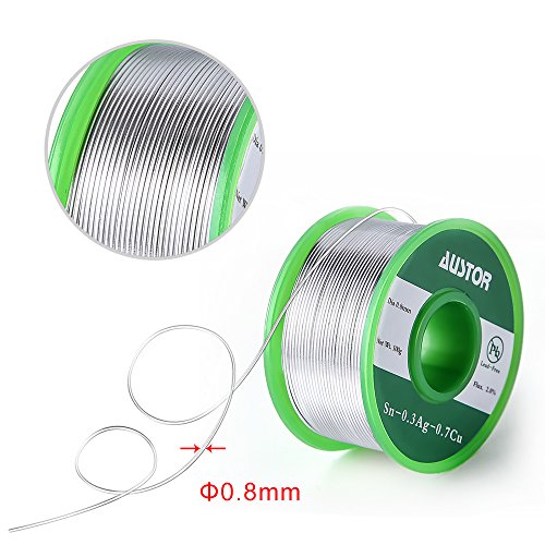 AUSTOR 0.8mm Lead Free Solder Wire with Rosin Core, 100g - size: 0.8mm 100g