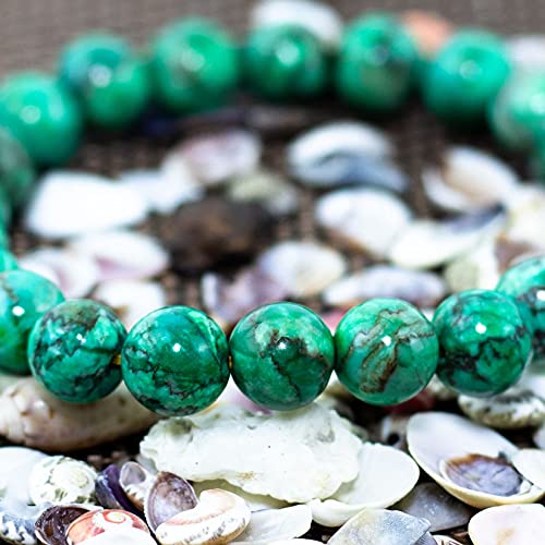 8mm Natural Gemstone Stretch Bracelet, Handmade Unisex Crystal Bracelets for Meditation, Yoga, Spiritual Healing & Positive Energy - color: Green Magnesite Turquoise