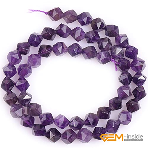 GEM-Inside Natural 8mm Amethyst Gemstone Loose Beads Faceted Purple Square Cambay Crystal Energy Stone Power for Jewelry Making 15" - color: Amethyst, size: 8mm