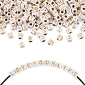 FASHEWELRY 500Pcs White Acrylic Cube Letter Beads 4.5x4.5x4.5mm Golden Alphabet A-Z Spacer Beads for DIY Bracelet Necklace Jewelry Making - color: White Golden-500Pcs, size: 4.5x4.5x4.5mm